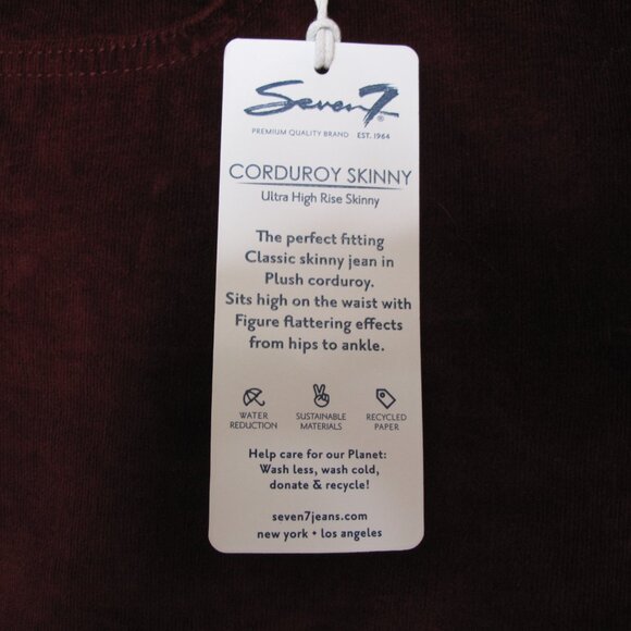 SEVEN7 Dark Red Corduroy Skinny Jeans NWT - Picture 6 of 12